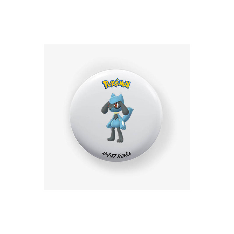 Chapa Riolu 38mm | Alfiler o Imán | Pokémon