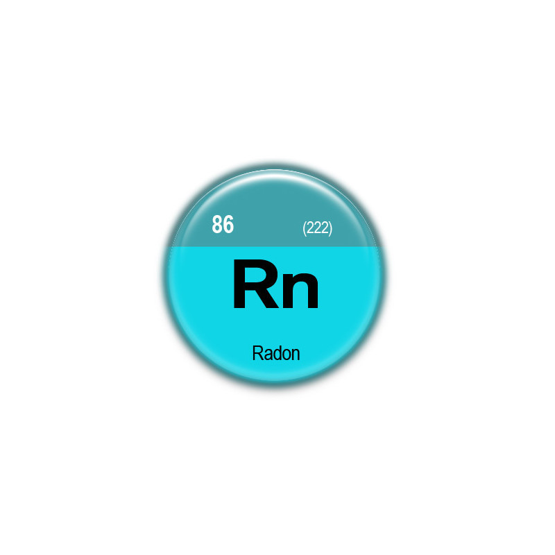 Chapa Radón (Rn) 38mm | Alfiler o Imán | Ciencia