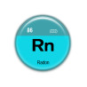 Chapa Radón (Rn) 38mm | Alfiler o Imán | Ciencia