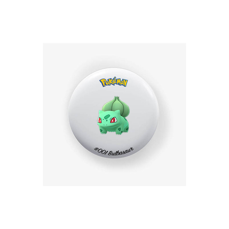 Chapa Bulbasaur 38mm | Alfiler o Imán | Pokémon